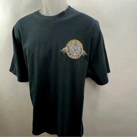 Cotton Army Gold Shield Badge Of Honor Graphic 2 Sided T-Shirt Men’s 2XL Black - Picture 4 of 8